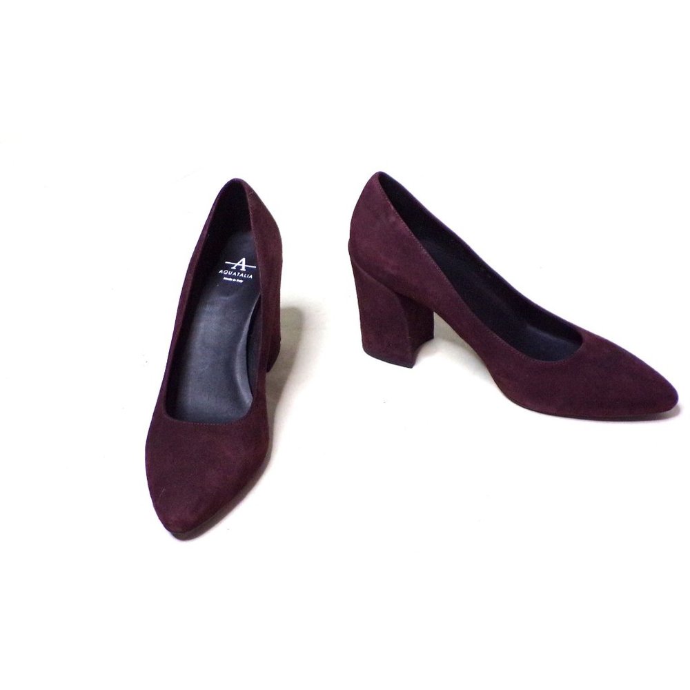 🆕AQUATALIA Peony Block Heel Pump Shoes Brown Suede 6.5 - Picture 5 of 11